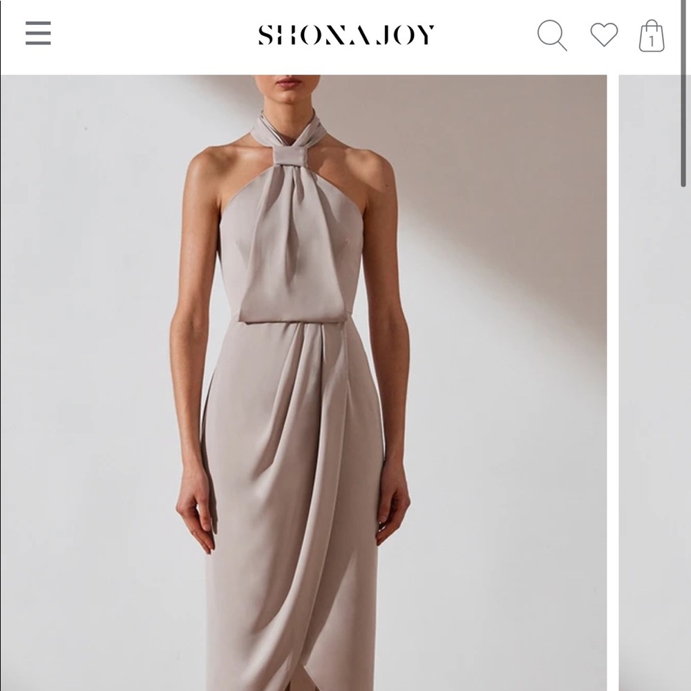 Shona Joy Core Knot Draped Dress in Oyster